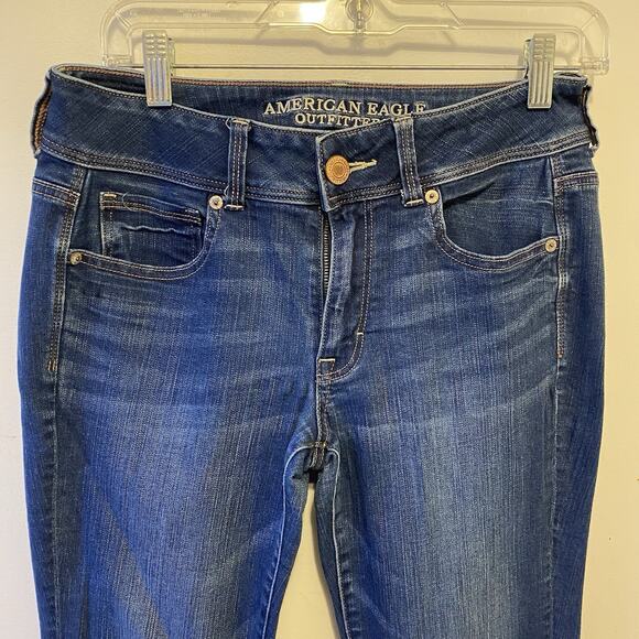 American Eagle Women Jeans Kick Boot Flare SuperStretch Size 8Regular BlueDenim - Picture 7 of 9